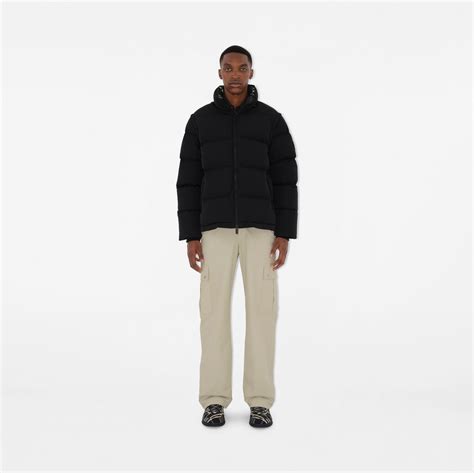 Detachable Sleeve Nylon Puffer Jacket in Flax 